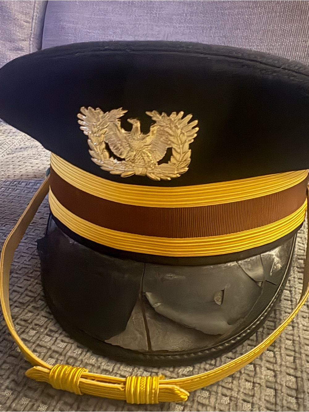 Men's Black Military Dress Cap with Gold Trim Halloween costume!